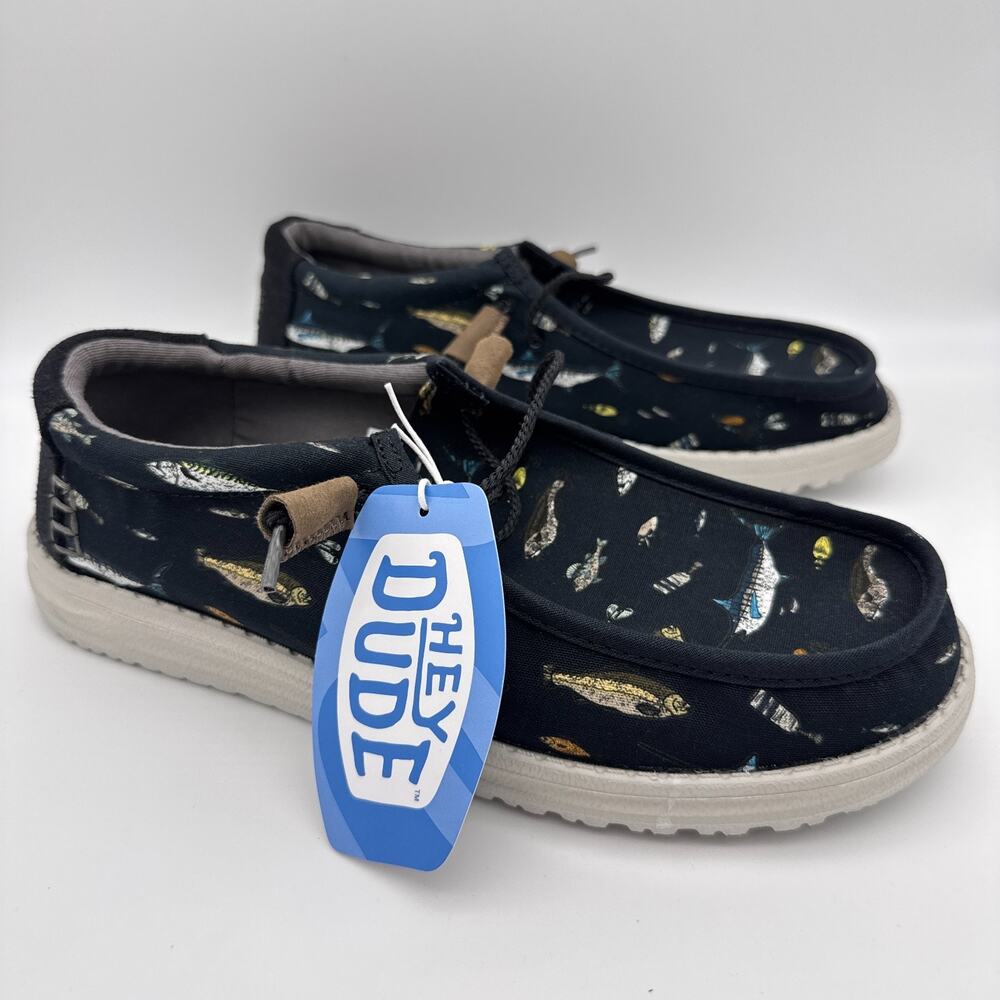 Hey Dude Wally Shoes Mens Size 9 Marlin Fish Slip On Comfort Fishing Hunt NEW
